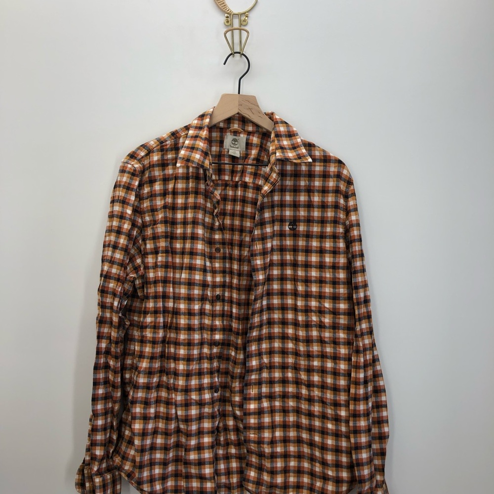 Timberland Orange Plaid Button Down Shirt - Picture 2 of 5